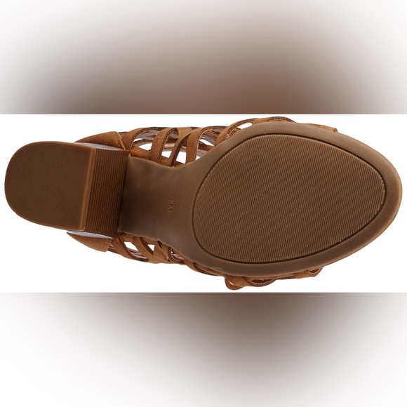 Guess carmel brown heeled sandals gold studs - Picture 14 of 16